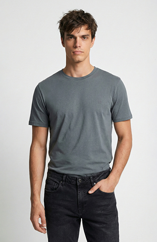 Antrasit Pike Desen Basic T-shirt