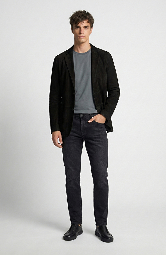 Antrasit Pike Desen Basic T-shirt