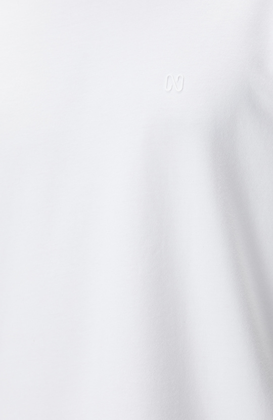 Comfort Fit Beyaz Bisiklet Yaka T-shirt