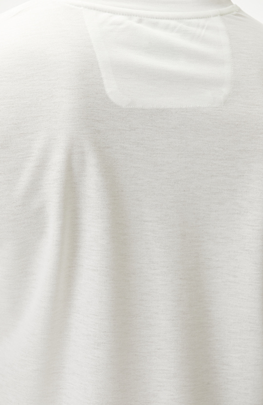 Comfort Fit Kırık Beyaz Bisiklet Yaka T-shirt