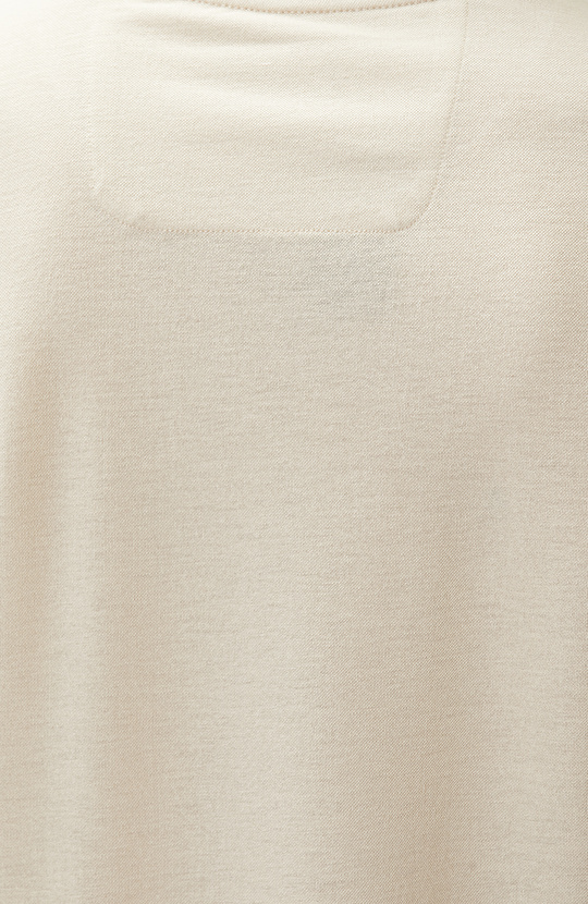 Comfort Fit Bej Bisiklet Yaka T-shirt
