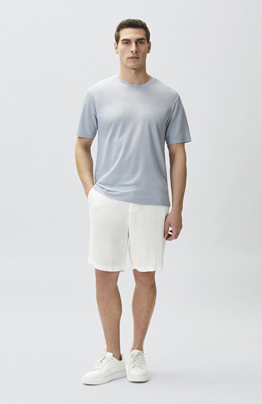 Comfort Fit Açık Mavi Bisiklet Yaka T-shirt