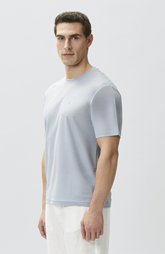 Comfort Fit Açık Mavi Bisiklet Yaka T-shirt