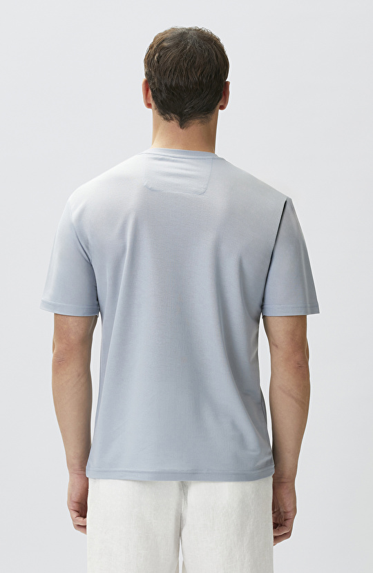 Comfort Fit Açık Mavi Bisiklet Yaka T-shirt