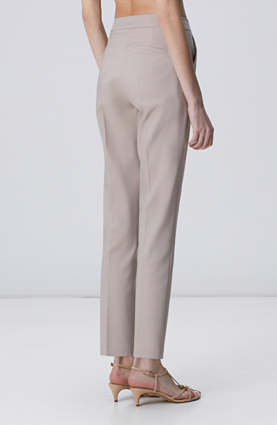 Vizon Basic Dar Paça Metal Aksesuarlı Pantolon