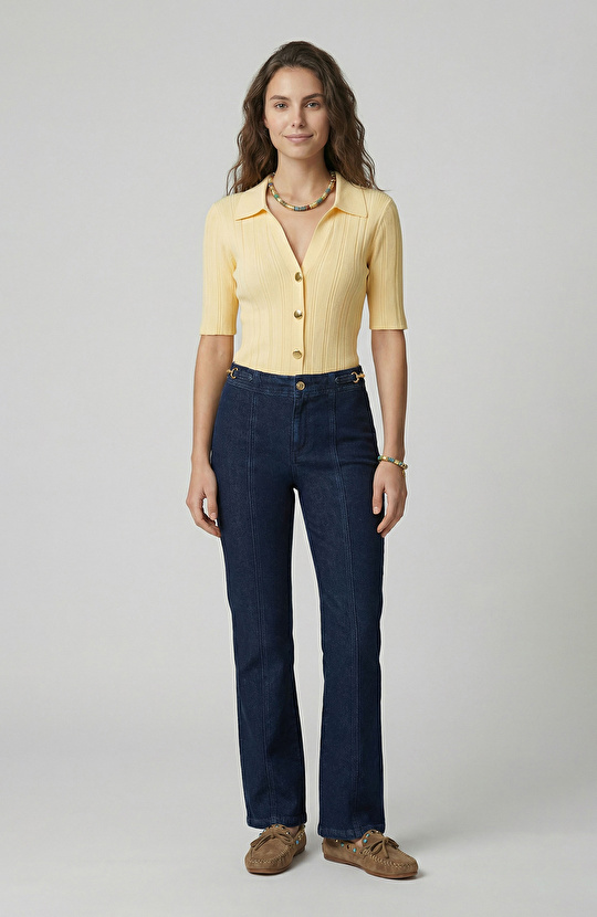 Lacivert Raw Denim Pantolon