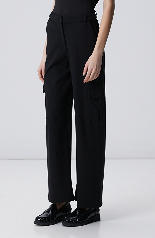 Siyah Çelik İnterlok Kargo Cepli Pantolon