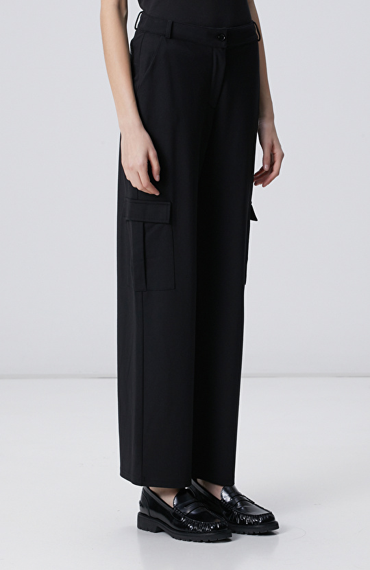 Siyah Çelik İnterlok Kargo Cepli Pantolon