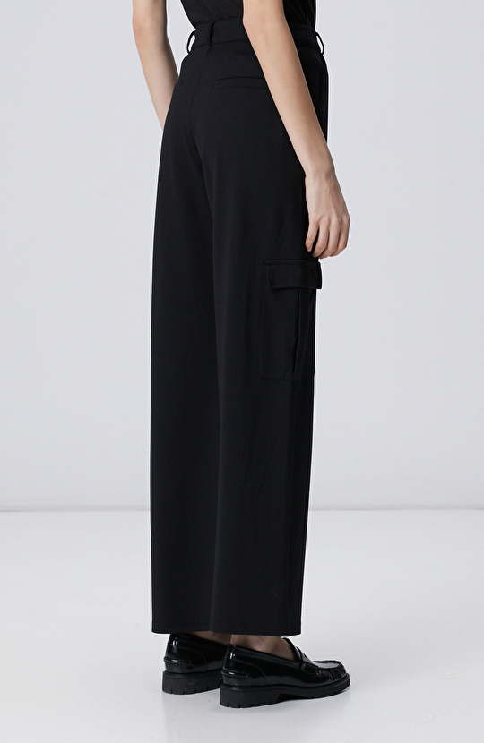 Siyah Çelik İnterlok Kargo Cepli Pantolon