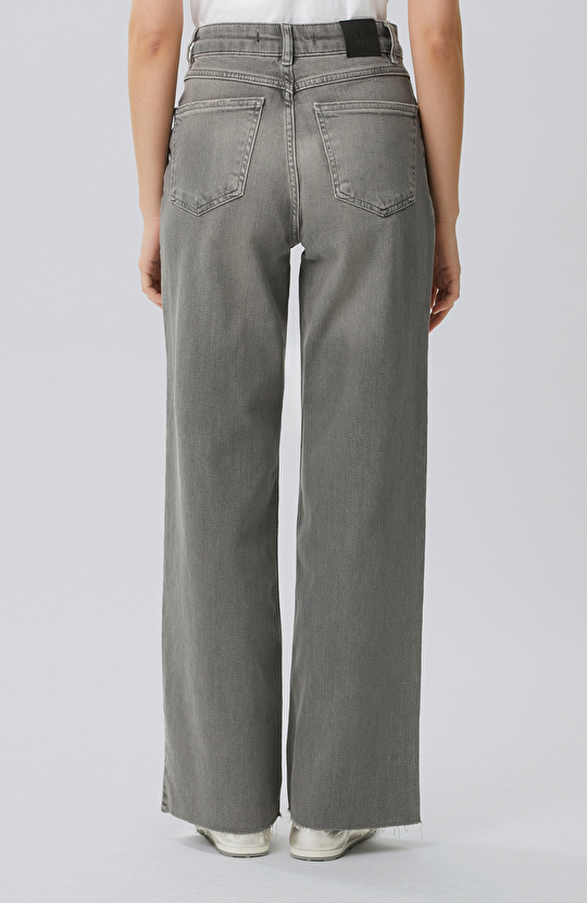 Koyu Gri Wide Leg Denim Pantolon