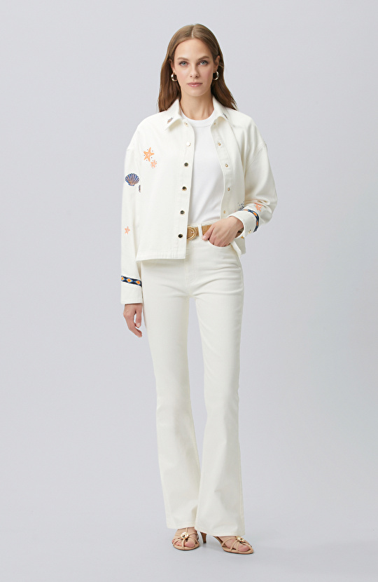 Naturel Flare Denim Pantolon