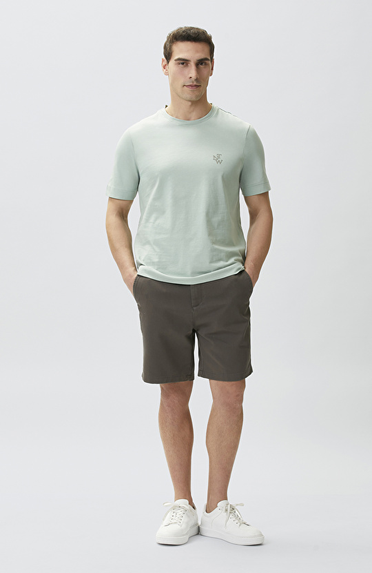Comfort Fit Mint Göğüs Baskı Detaylı T-shirt
