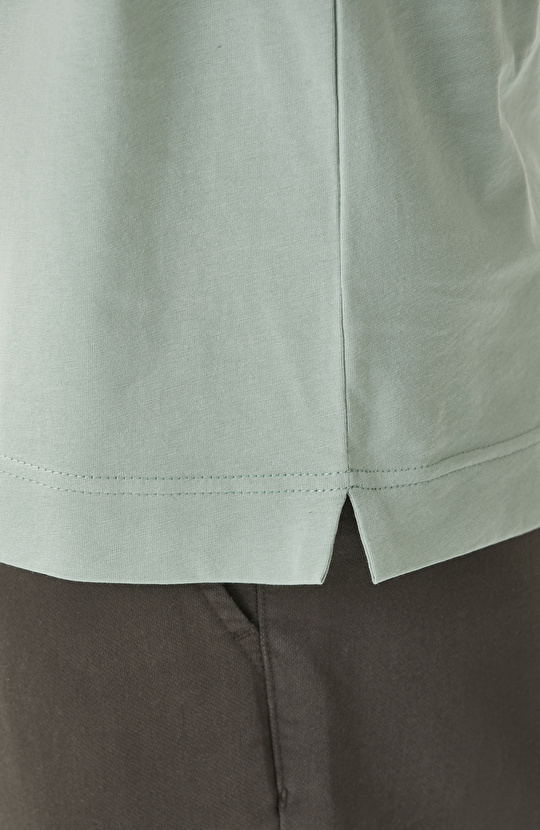 Comfort Fit Mint Göğüs Baskı Detaylı T-shirt