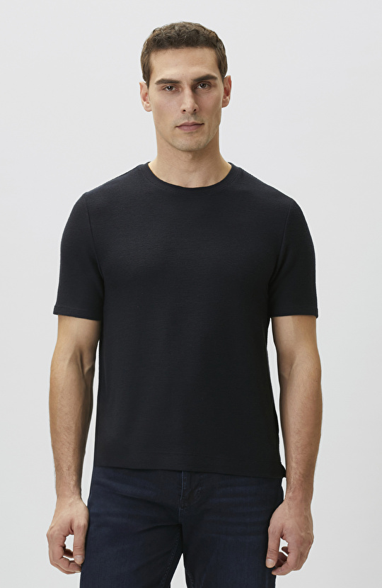 Lacivert Jakarlı T-shirt