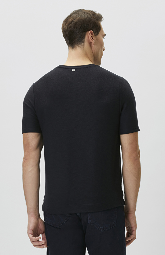 Lacivert Jakarlı T-shirt