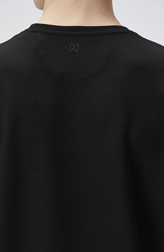 Comfort Fit Siyah Göğüs Cep Detaylı T-shirt