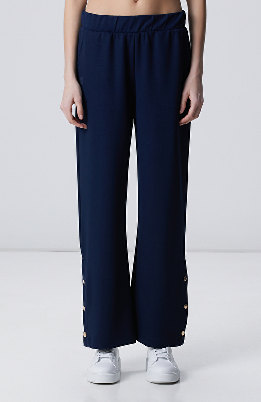 Lacivert Geniş Paça Çıtçıt Düğme Eşofman