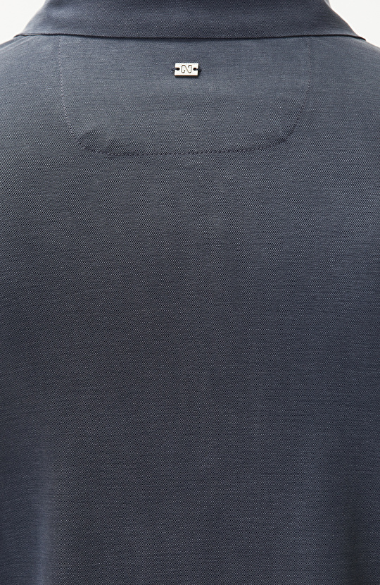 Lacivert Fermuarlı Cupro Modal T-shirt