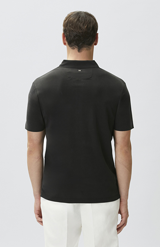 Siyah Fermuarlı Cupro Modal T-shirt