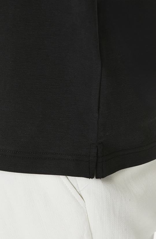 Siyah Fermuarlı Cupro Modal T-shirt