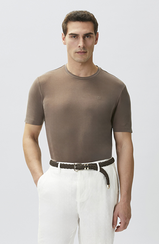 Kahverengi Cupro Teknik T-shirt