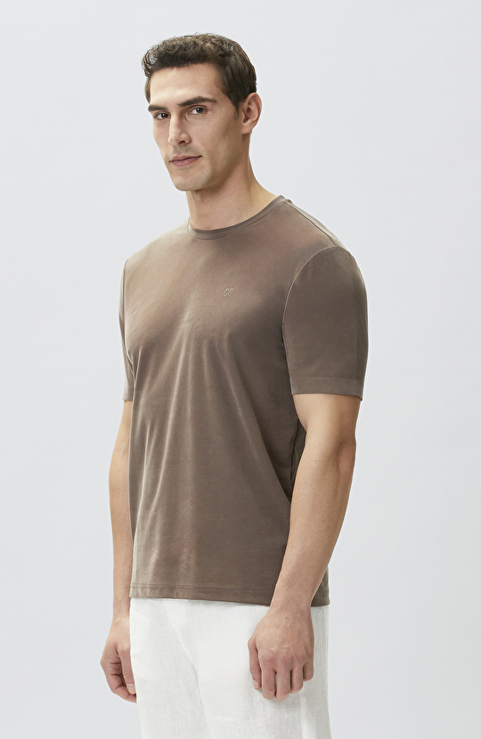 Kahverengi Cupro Teknik T-shirt