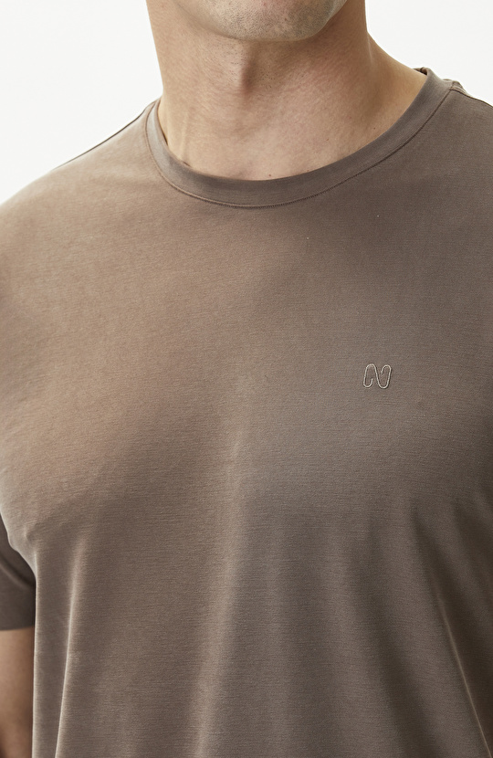 Kahverengi Cupro Teknik T-shirt