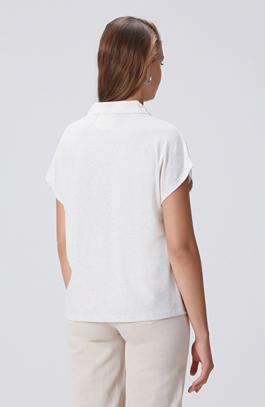 Bej Melanj Payet Nakış Detaylı T-shirt