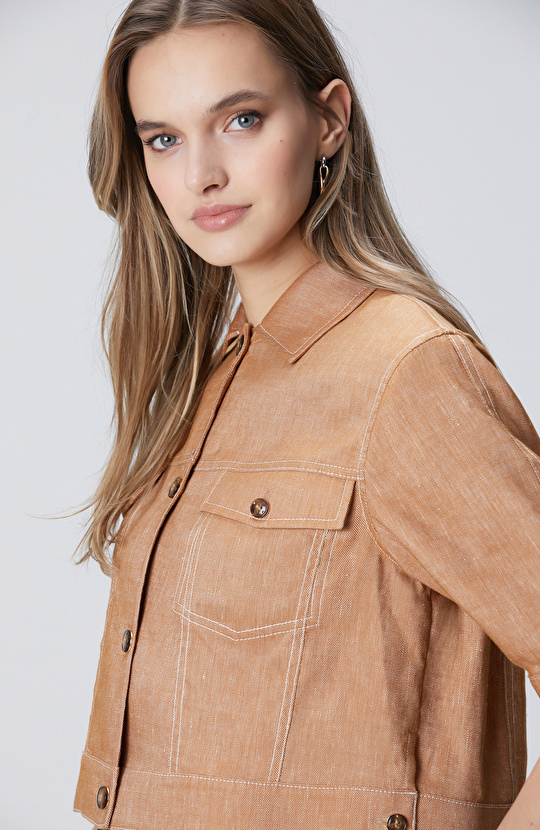 Açık Haki Beli Aksesuar Detaylı T-shirt