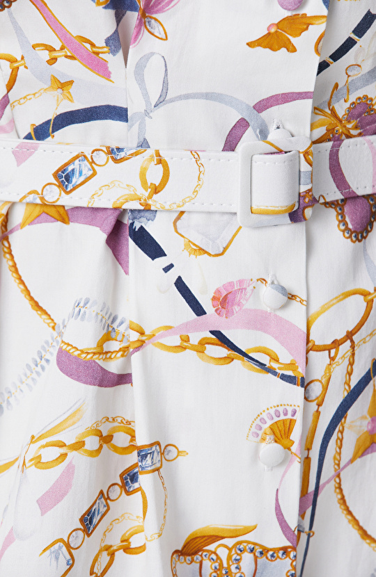 Renkli Desenli Mini Elbise