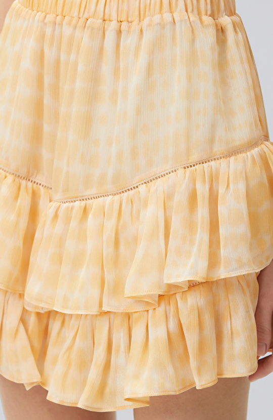 Sarı Puantiye Desenli Etek