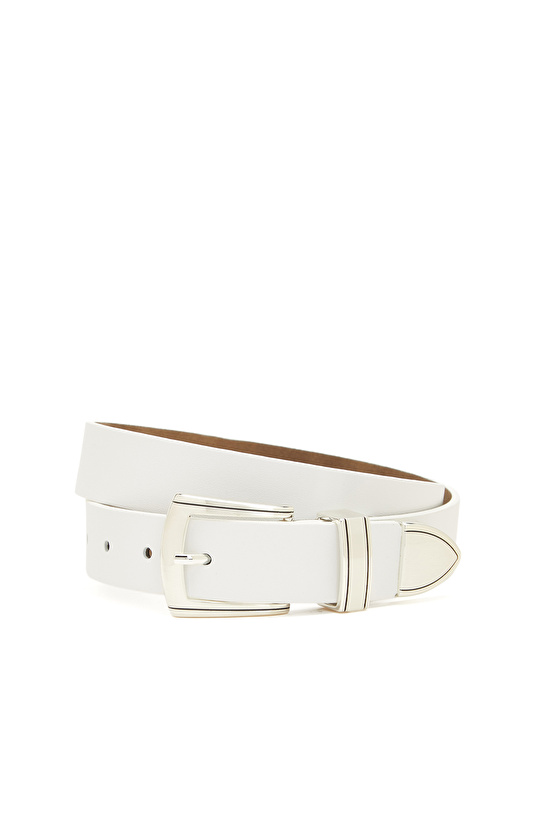 Beyaz Kadın Deri Kemer