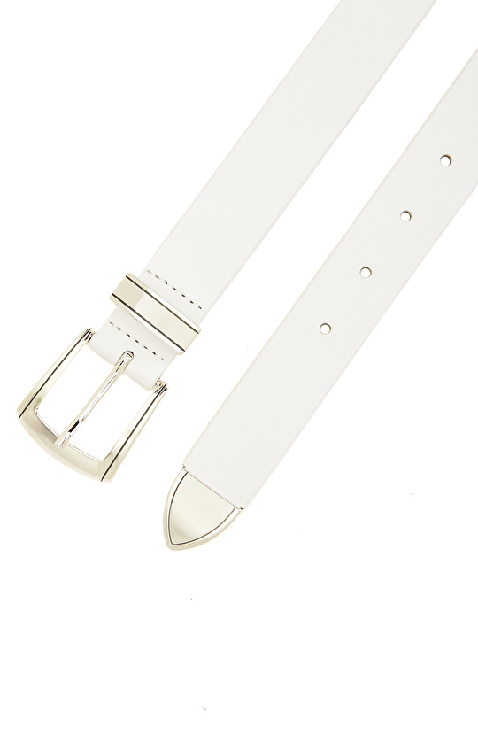 Beyaz Kadın Deri Kemer