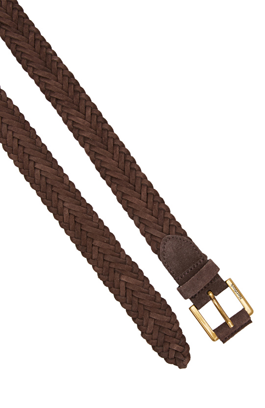 Kahverengi Örgü Erkek Süet Kemer