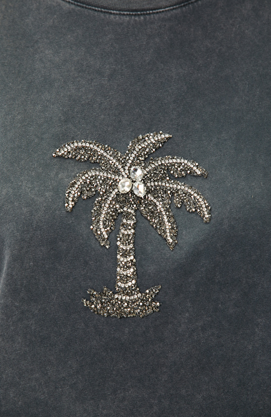 Anthracite Stone Palm Figure Piece Paint T-shirt