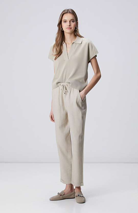 Vizon Polo Yaka Düğmesiz Kısa Kol Basic Kazak