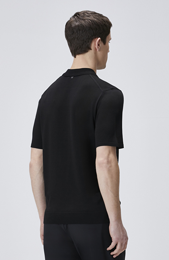 Siyah Gizli Patlı Fermuarlı Polo Kazak