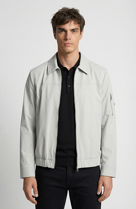 Taş Polo Yaka Fermuar Kapatmalı Mont