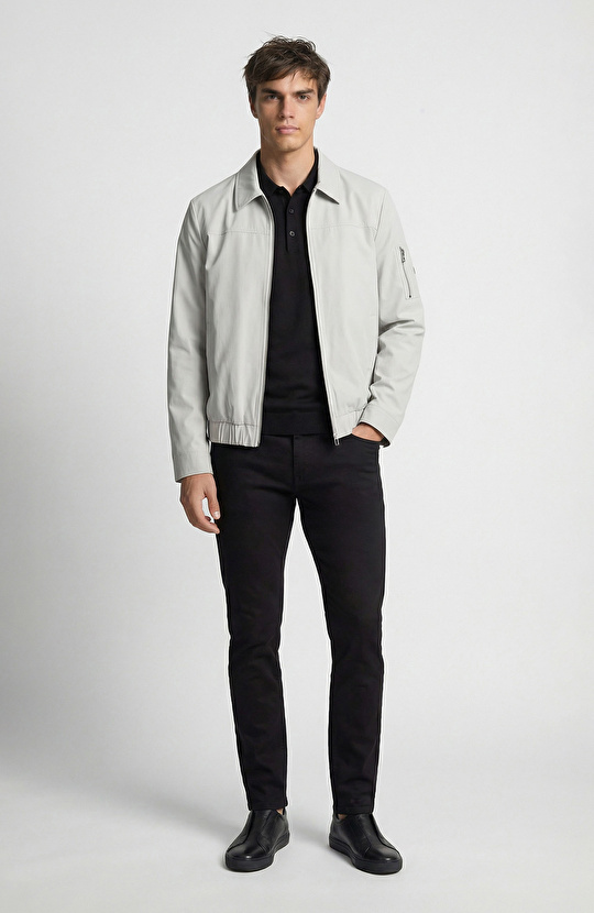 Taş Polo Yaka Fermuar Kapatmalı Mont