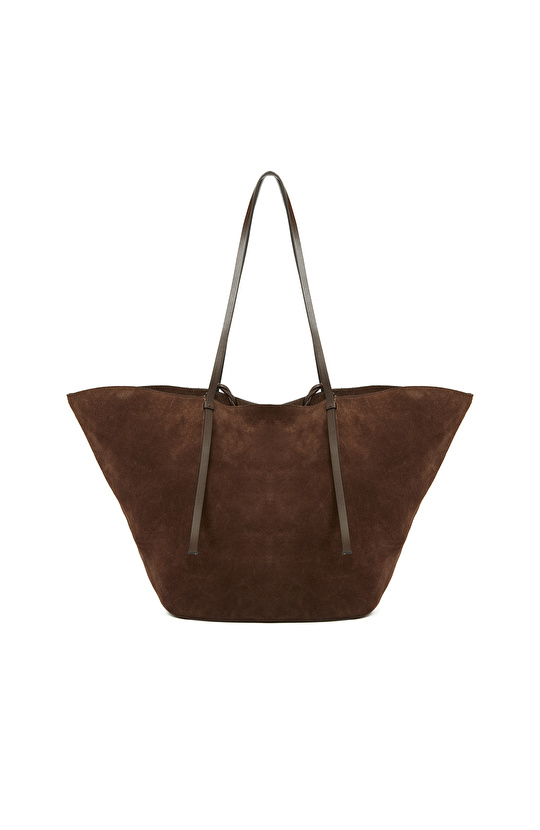 Brown Women's Suede Shopper Bag