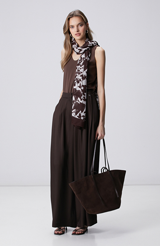 Kahverengi Kadın Süet Shopper Çanta