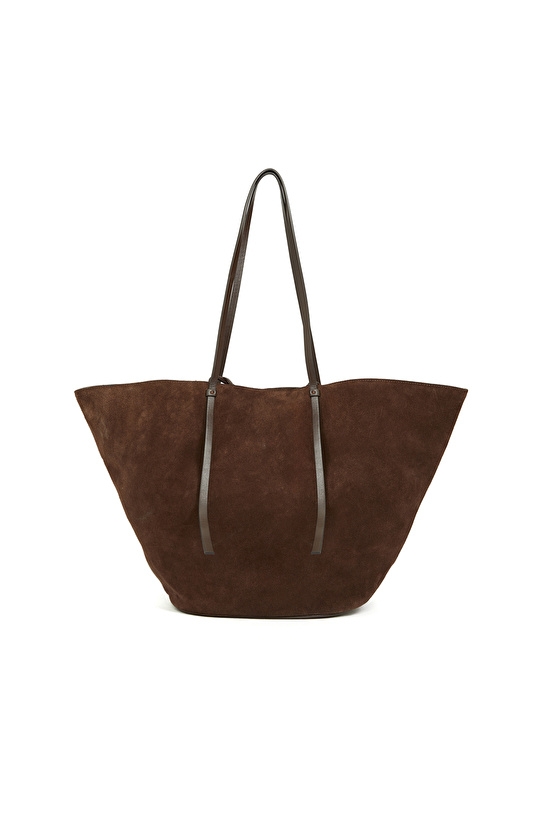 Kahverengi Kadın Süet Shopper Çanta