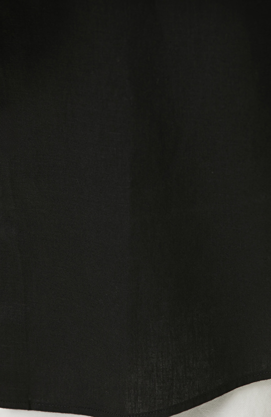 Slim Fit Siyah Keten Gömlek