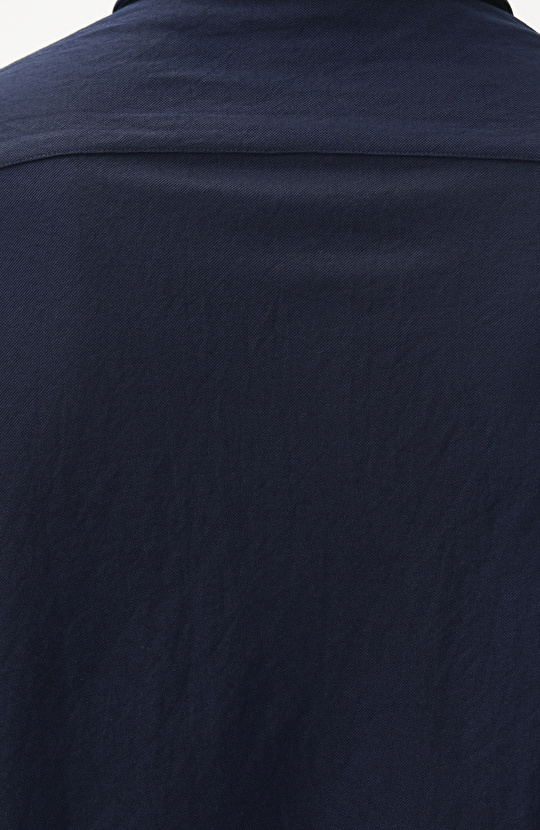 Slim Fit Lacivert Uzun Kol Örme Gömlek