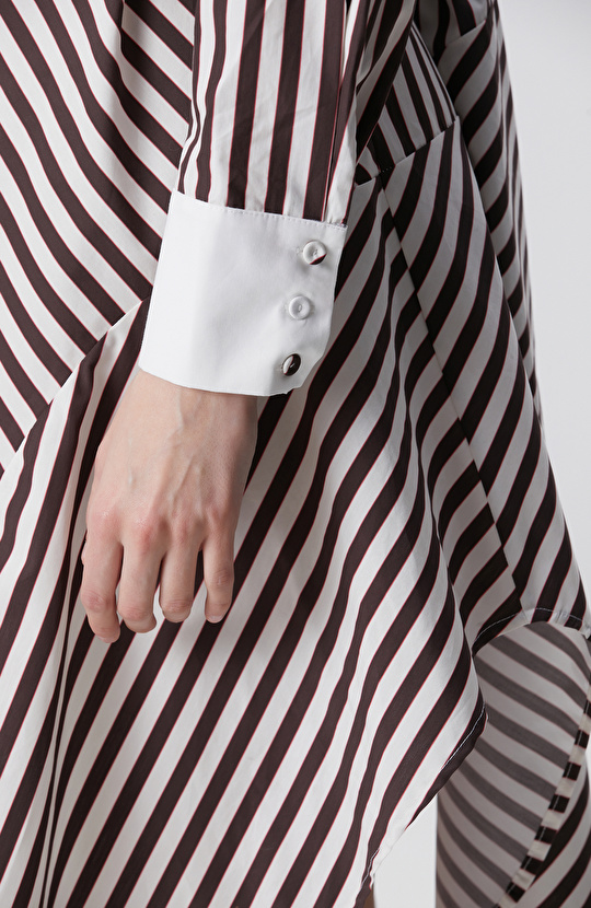 Kahverengi Asimetrik Gömlek Elbise