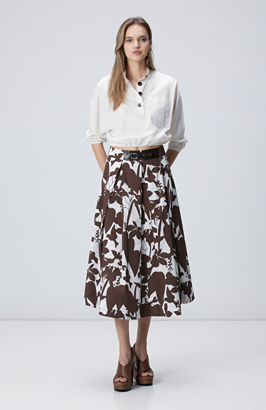 Kırık Beyaz Dik Yaka Bluz