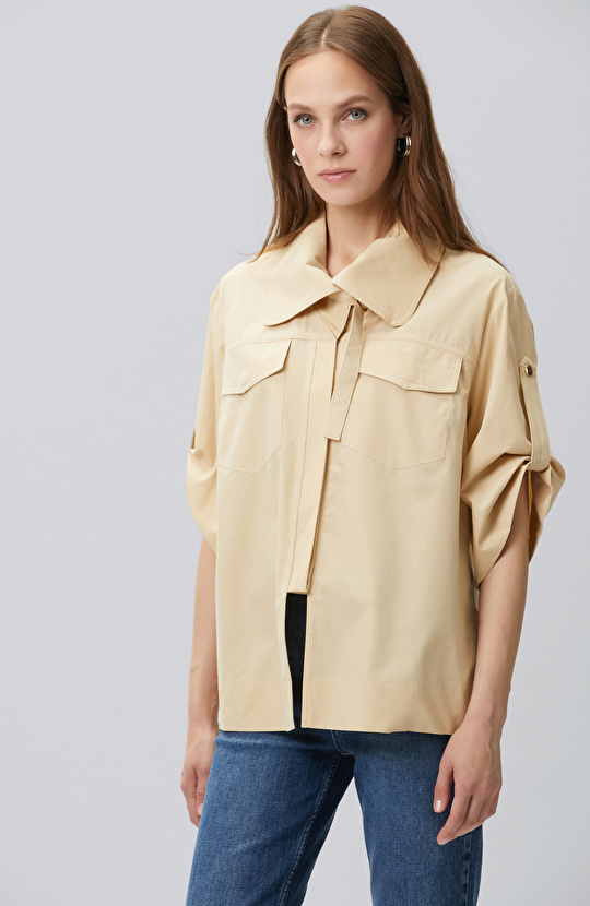 Camel Bağcık Kapamalı Bluz
