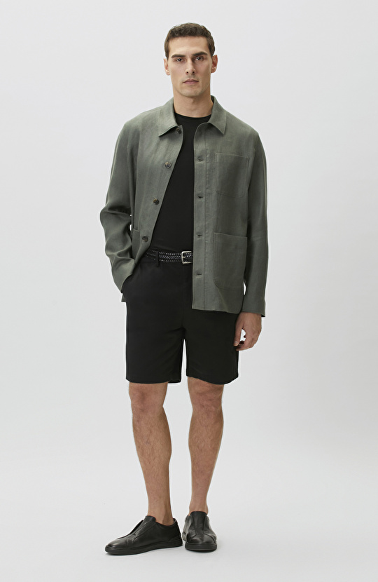 Haki Keten Dış Gömlek