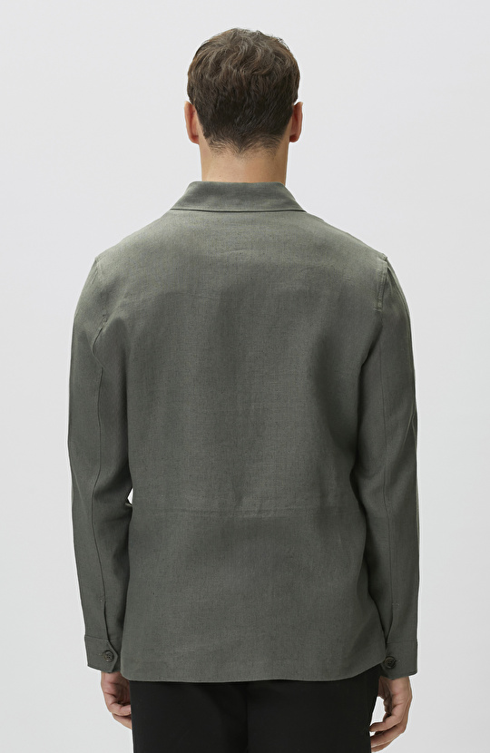 Haki Keten Dış Gömlek