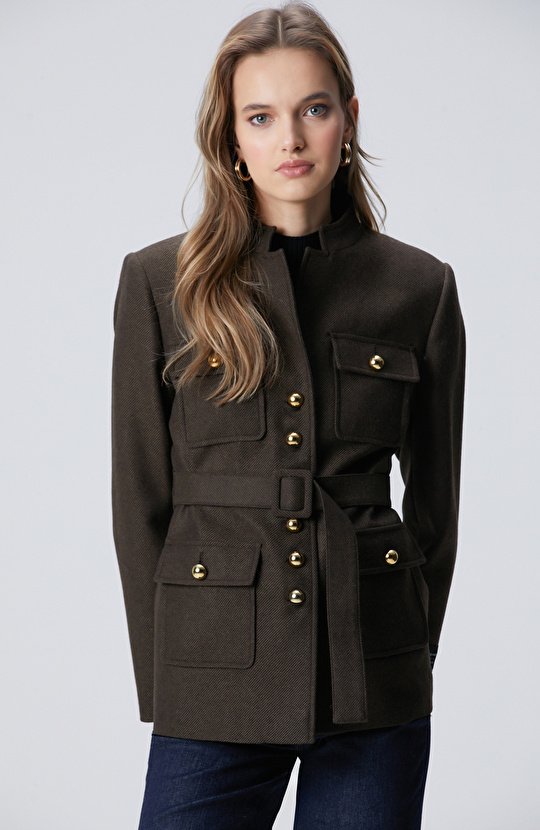 Khaki Wool Blend Jacket